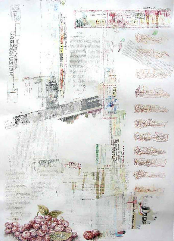 Acryl, Werbung auf Papier, 70 x 50 cm